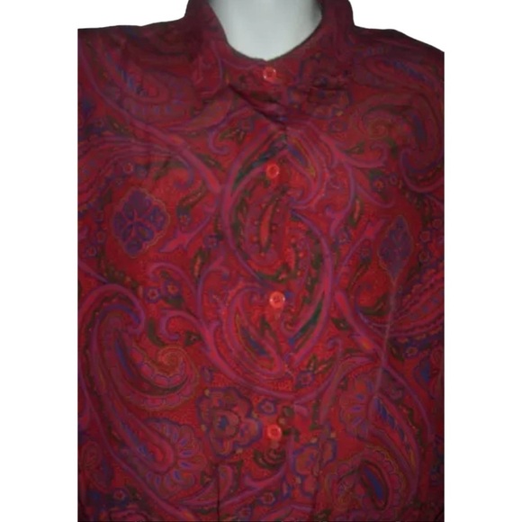 Kenny Classics Dress Vintage 50s Red Paisley Shirt Belt Retro Boho Pinup Plus - Picture 8 of 13